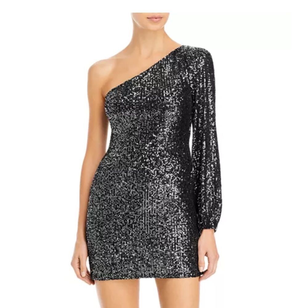 Altar’d State One-Shoulder Black Sequin Dress Size XS